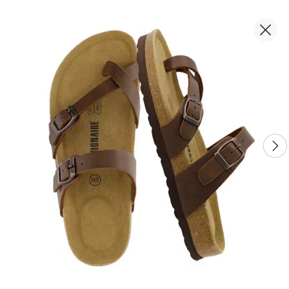 Sufu Luna Brown Cork Footbed Toe Loop Sandals Womens 8 EU 39